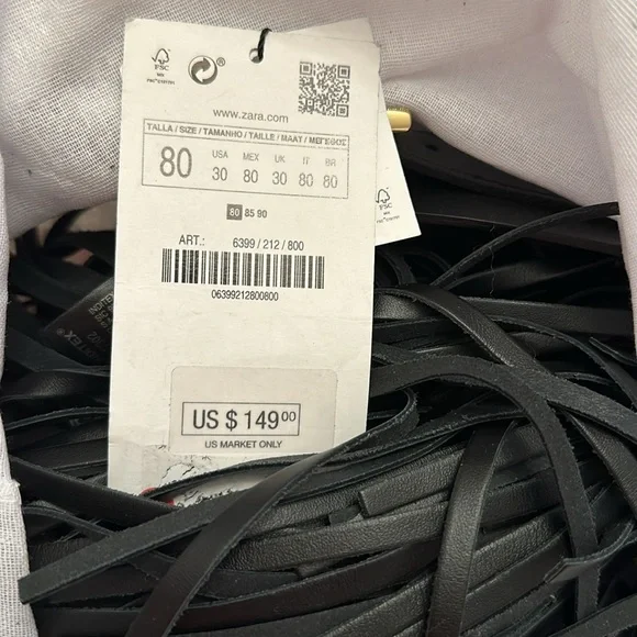 Fringed Leather Belt SPECIAL EDITION Black Bloggers Fav. Size 30 - Picture 7 of 7